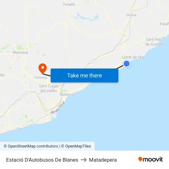 Estació D'Autobusos De Blanes to Matadepera map