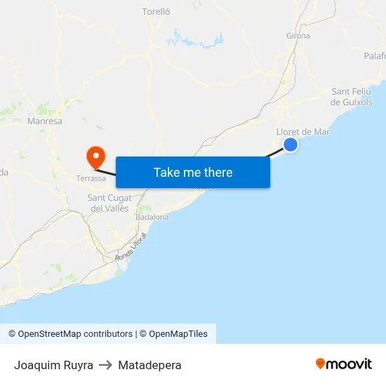 Joaquim Ruyra to Matadepera map