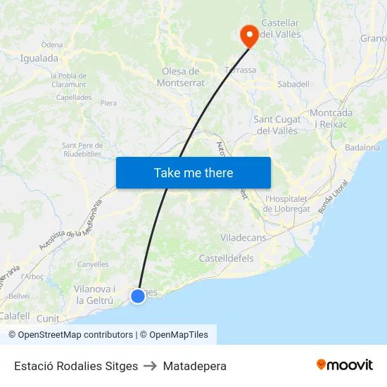 Estació Rodalies Sitges to Matadepera map