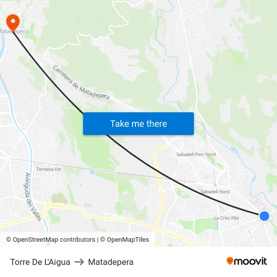 Torre De L'Aigua to Matadepera map