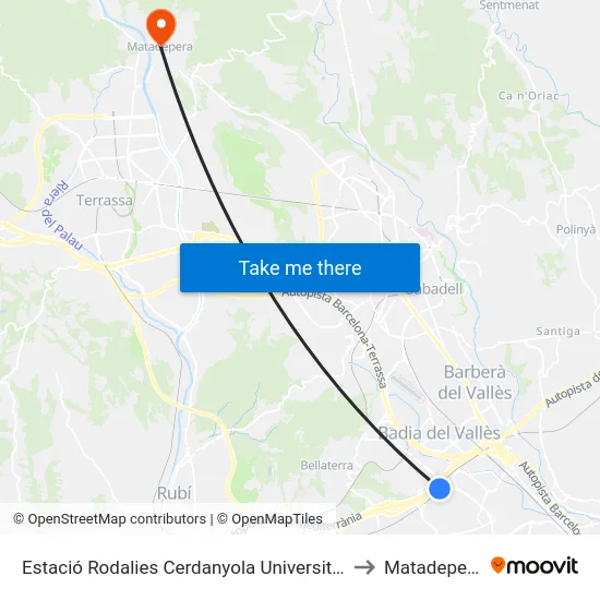 Estació Rodalies Cerdanyola Universitat to Matadepera map