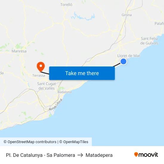Pl. De Catalunya - Sa Palomera to Matadepera map