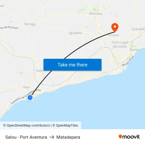 Salou - Port Aventura to Matadepera map