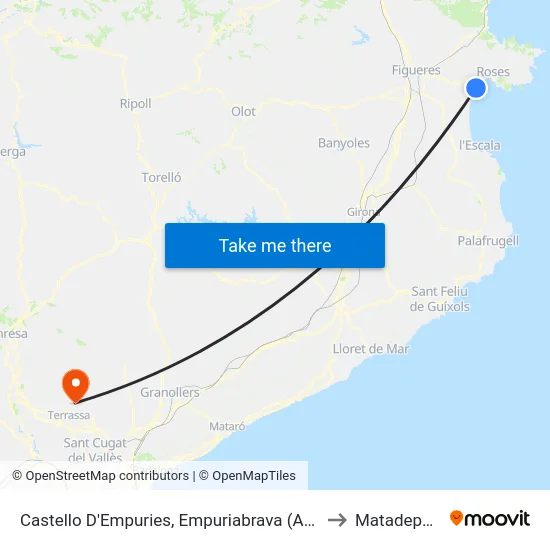 Castello D'Empuries, Empuriabrava (Arcs) to Matadepera map