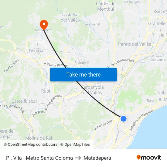 Pl. Vila - Metro Santa Coloma to Matadepera map