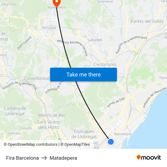 Fira Barcelona to Matadepera map