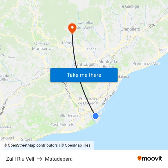 Zal | Riu Vell to Matadepera map