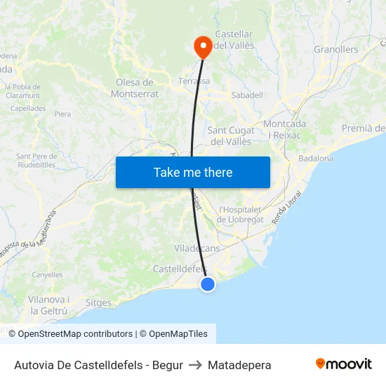 Autovia De Castelldefels - Begur to Matadepera map