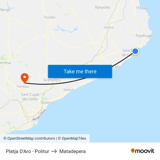 Platja D'Aro - Politur to Matadepera map