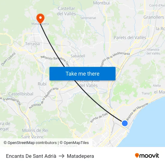 Encants De Sant Adrià to Matadepera map