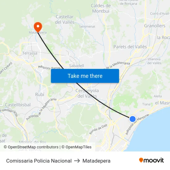 Comissaria Policia Nacional to Matadepera map