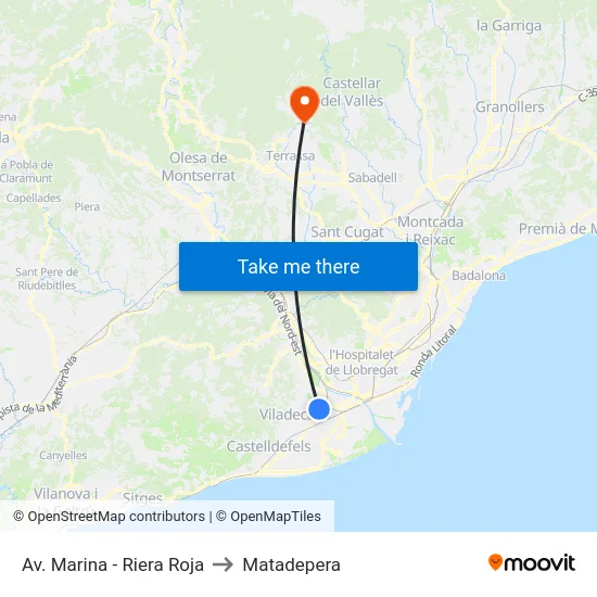 Av. Marina - Riera Roja to Matadepera map