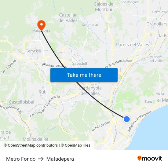 Metro Fondo to Matadepera map