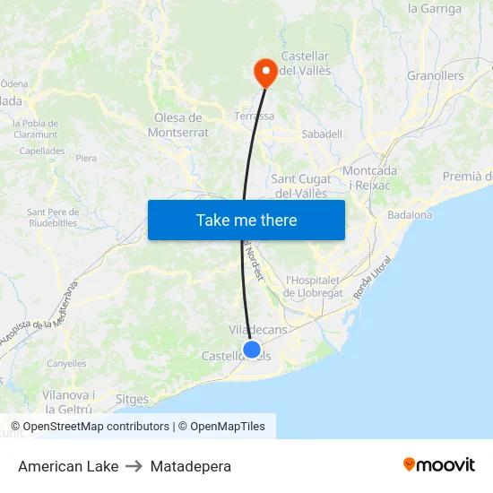 American Lake to Matadepera map