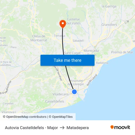 Autovia Castelldefels - Major to Matadepera map