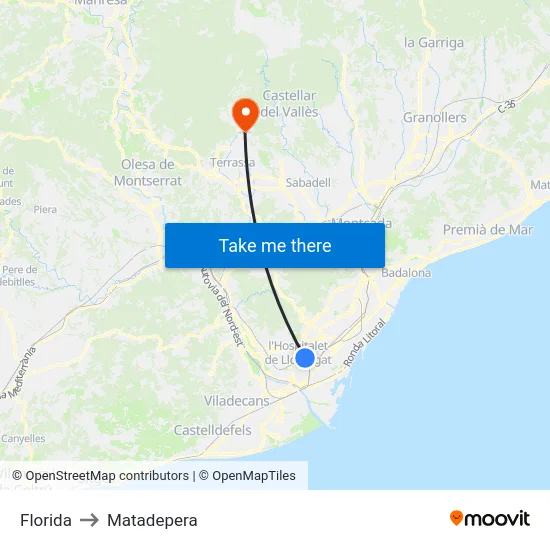 Florida to Matadepera map