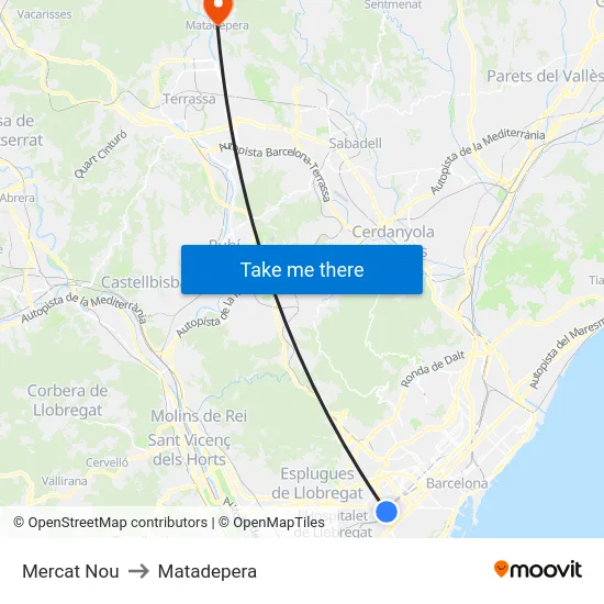 Mercat Nou to Matadepera map