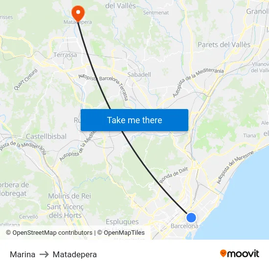 Marina to Matadepera map