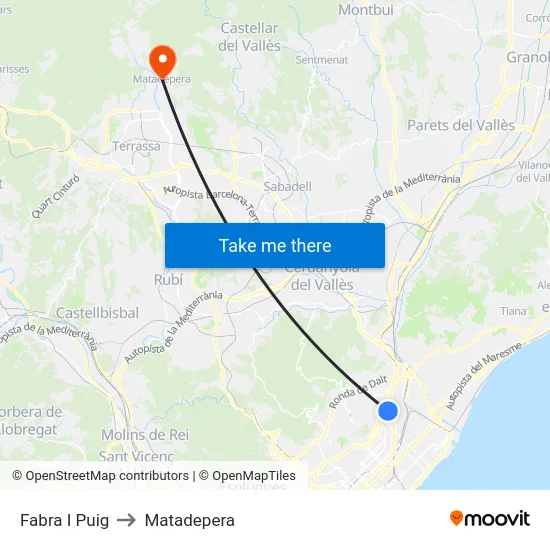 Fabra I Puig to Matadepera map