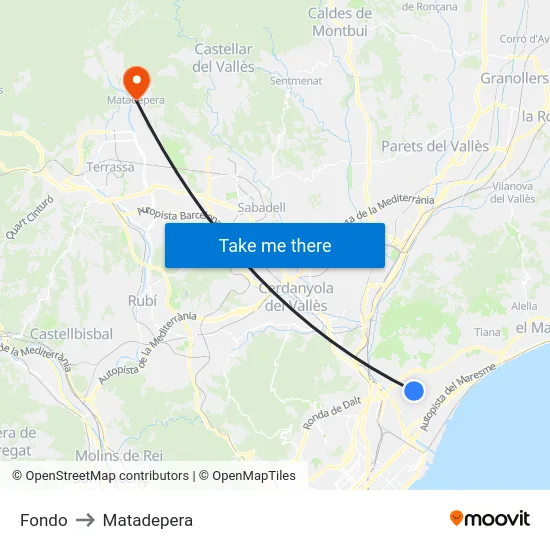 Fondo to Matadepera map