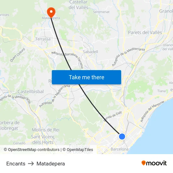 Encants to Matadepera map