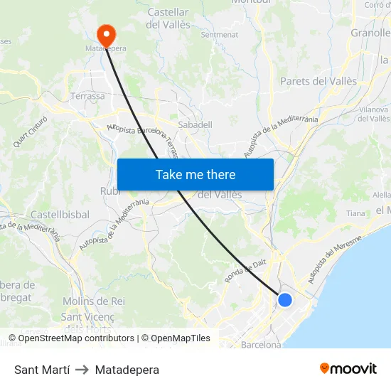 Sant Martí to Matadepera map