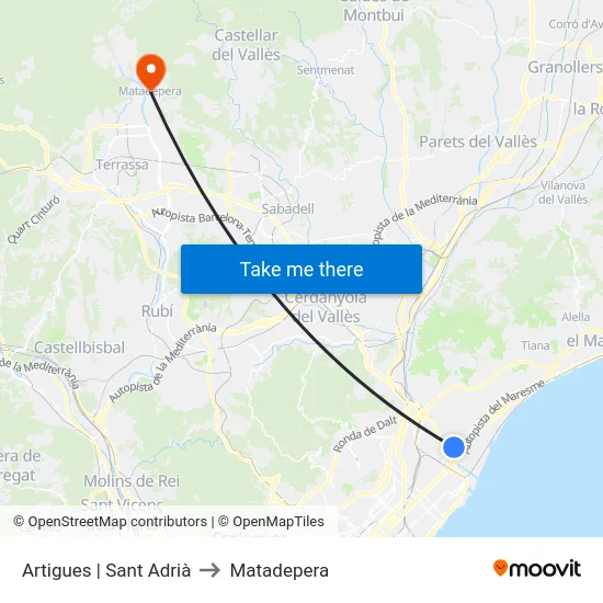 Artigues | Sant Adrià to Matadepera map
