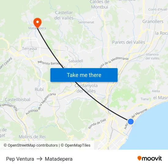 Pep Ventura to Matadepera map