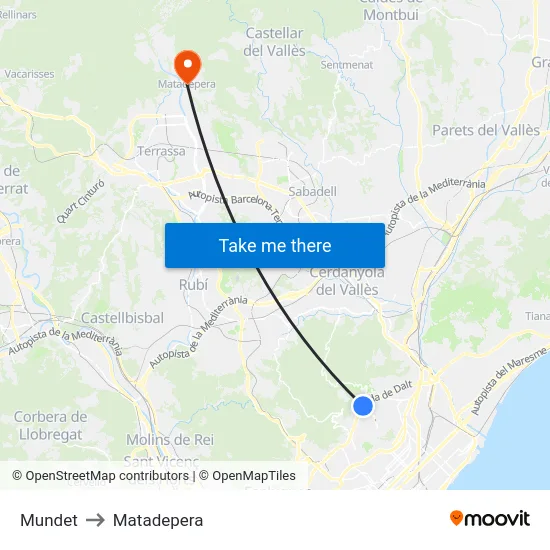 Mundet to Matadepera map