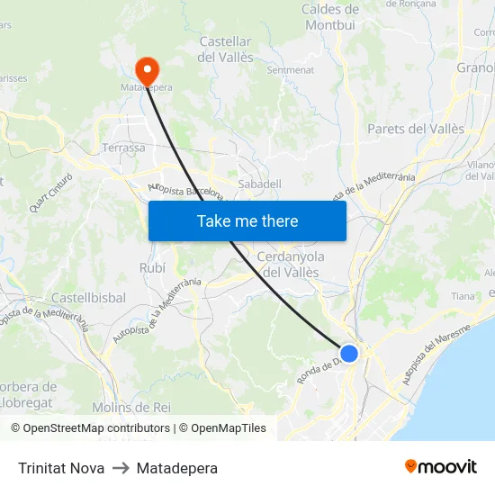 Trinitat Nova to Matadepera map