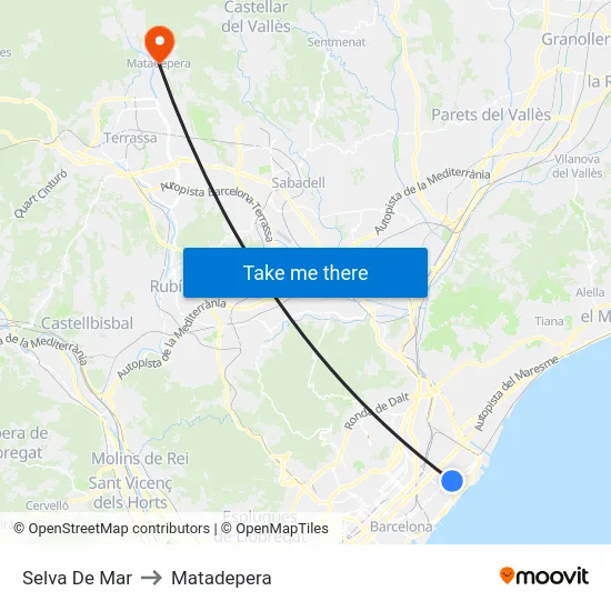 Selva De Mar to Matadepera map