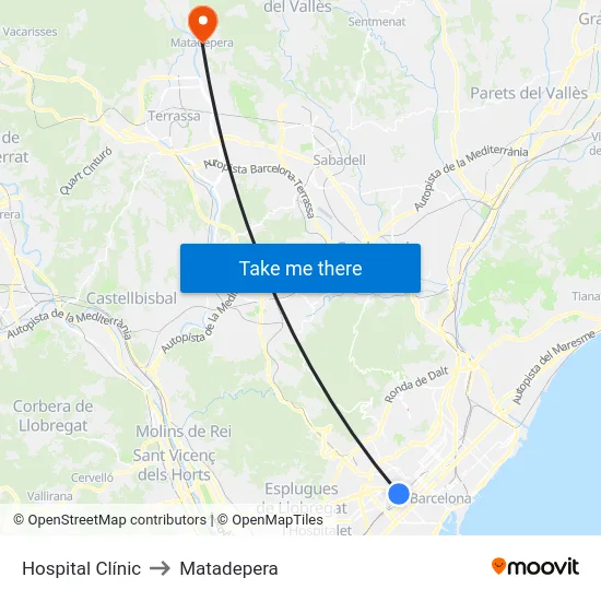 Hospital Clínic to Matadepera map