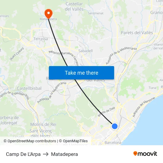 Camp De L'Arpa to Matadepera map