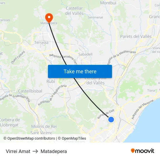 Virrei Amat to Matadepera map