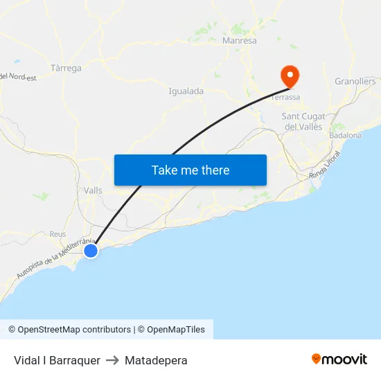 Vidal I Barraquer to Matadepera map