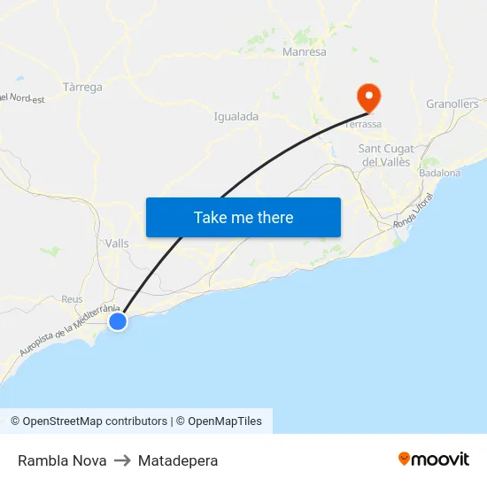 Rambla Nova to Matadepera map