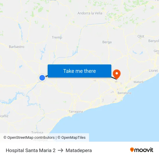 Hospital Santa Maria 2 to Matadepera map
