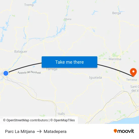 Parc La Mitjana to Matadepera map
