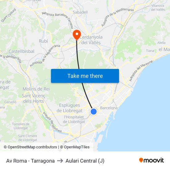 Av Roma - Tarragona to Aulari Central (J) map