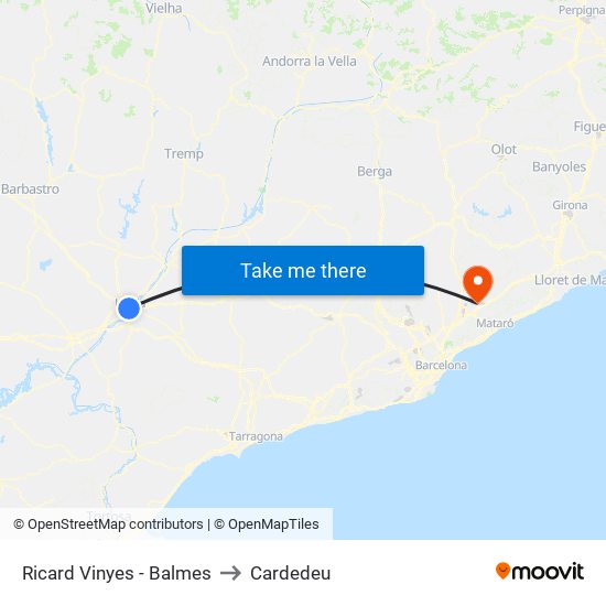 Ricard Vinyes - Balmes to Cardedeu map
