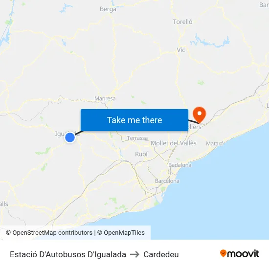 Estació D'Autobusos D'Igualada to Cardedeu map