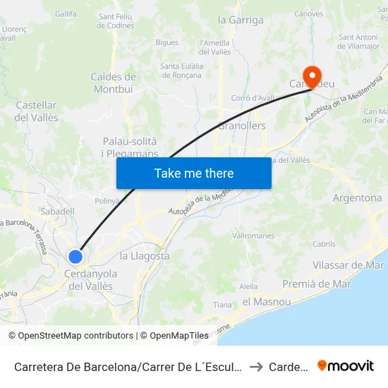 Carretera De Barcelona/Carrer De L´Escultor Llimon to Cardedeu map