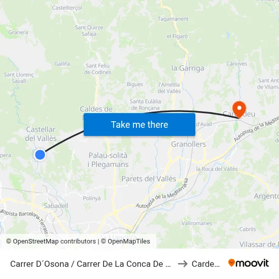 Carrer D´Osona / Carrer De La Conca De Barberà to Cardedeu map