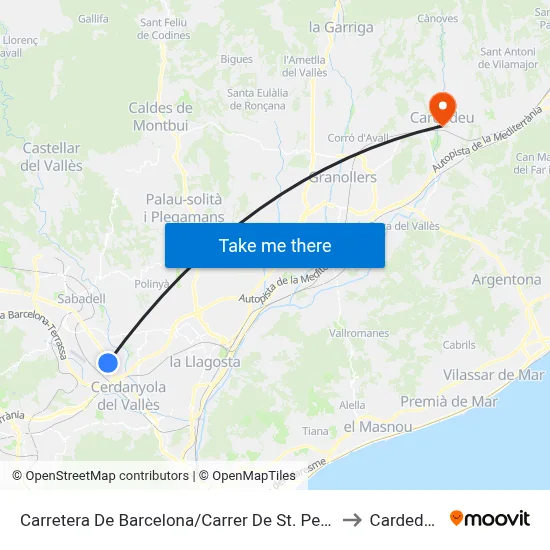 Carretera De Barcelona/Carrer De St. Pere to Cardedeu map