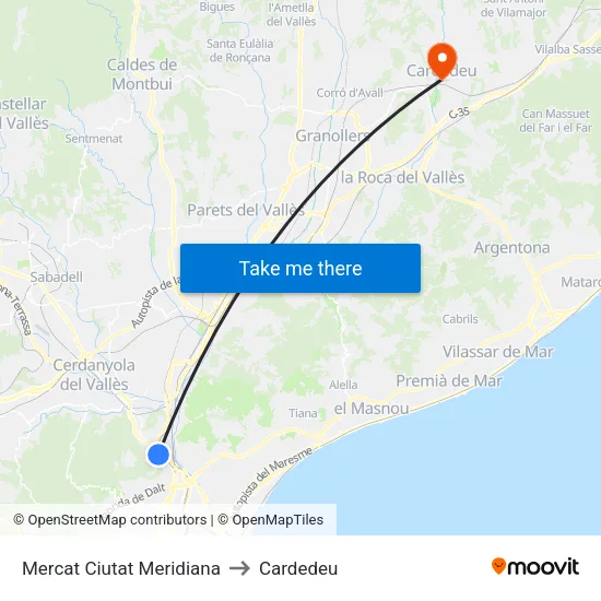 Mercat Ciutat Meridiana to Cardedeu map