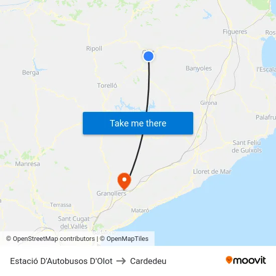 Estació D'Autobusos D'Olot to Cardedeu map