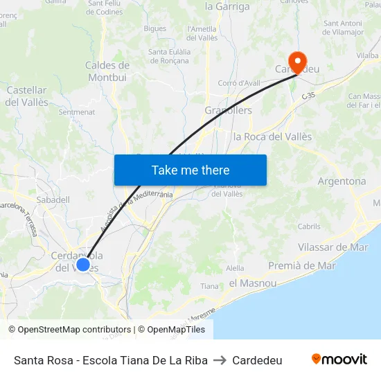 Santa Rosa - Escola Tiana De La Riba to Cardedeu map