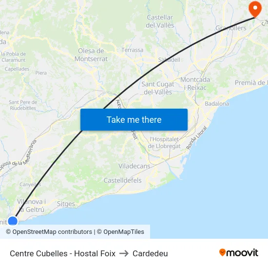 Centre Cubelles - Hostal Foix to Cardedeu map