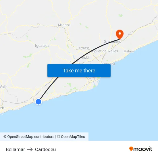 Bellamar to Cardedeu map