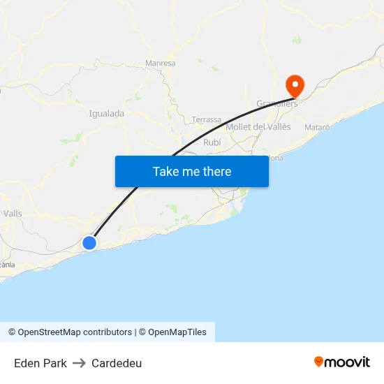 Eden Park to Cardedeu map